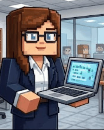 ノートPCで在庫を確認する事務スタッフのイラスト